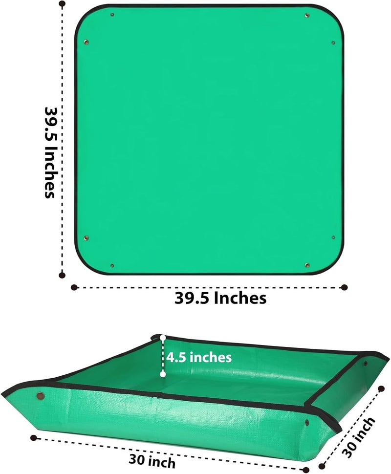 HKZ Repotting Mat for Indoor Plant - 39.5'' x 39.5'' Planting Soil Mess Control, Portable Succulent Planting Potting Tray Waterproof Gardening Bonsai Tools Transplanting(Pale Green) - Image 4